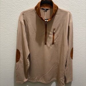 Ouku Men’s Tan and Brown Quarter-Zip Pullover